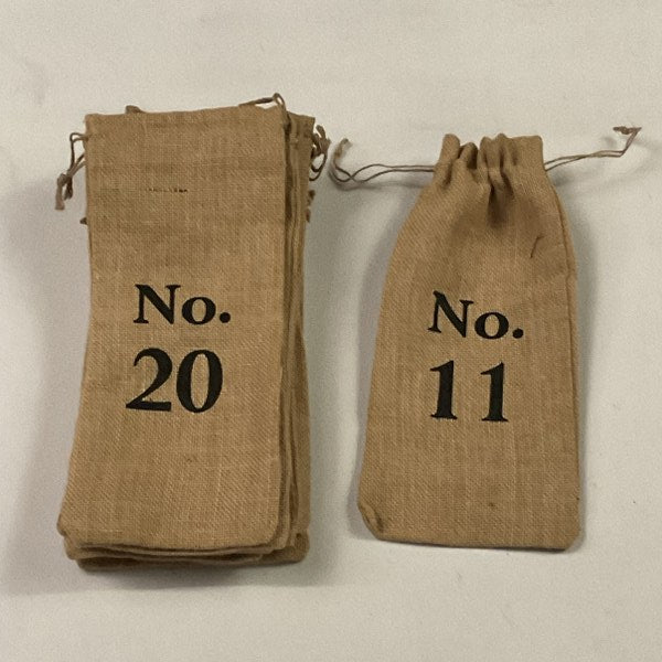 Burlap Wine Bags Numbered